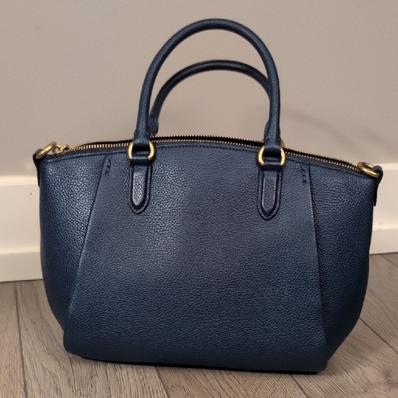 Coach Elise Navy Leather Satchel and Matching Wallet - Picture 3 of 8